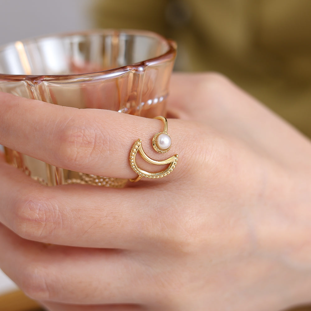 Moon and Pearl Ring