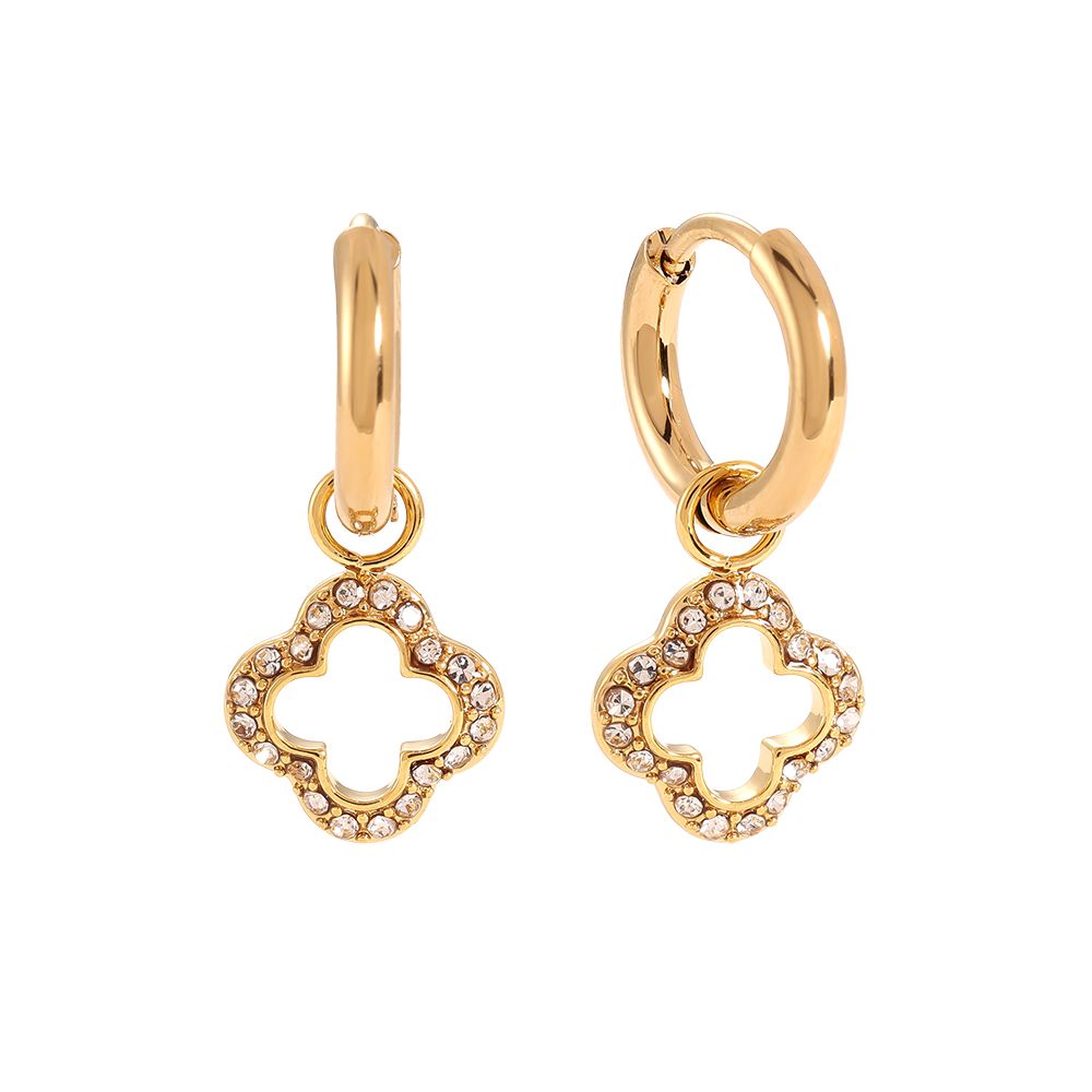 Diamond Hollow Clover Ohrringe