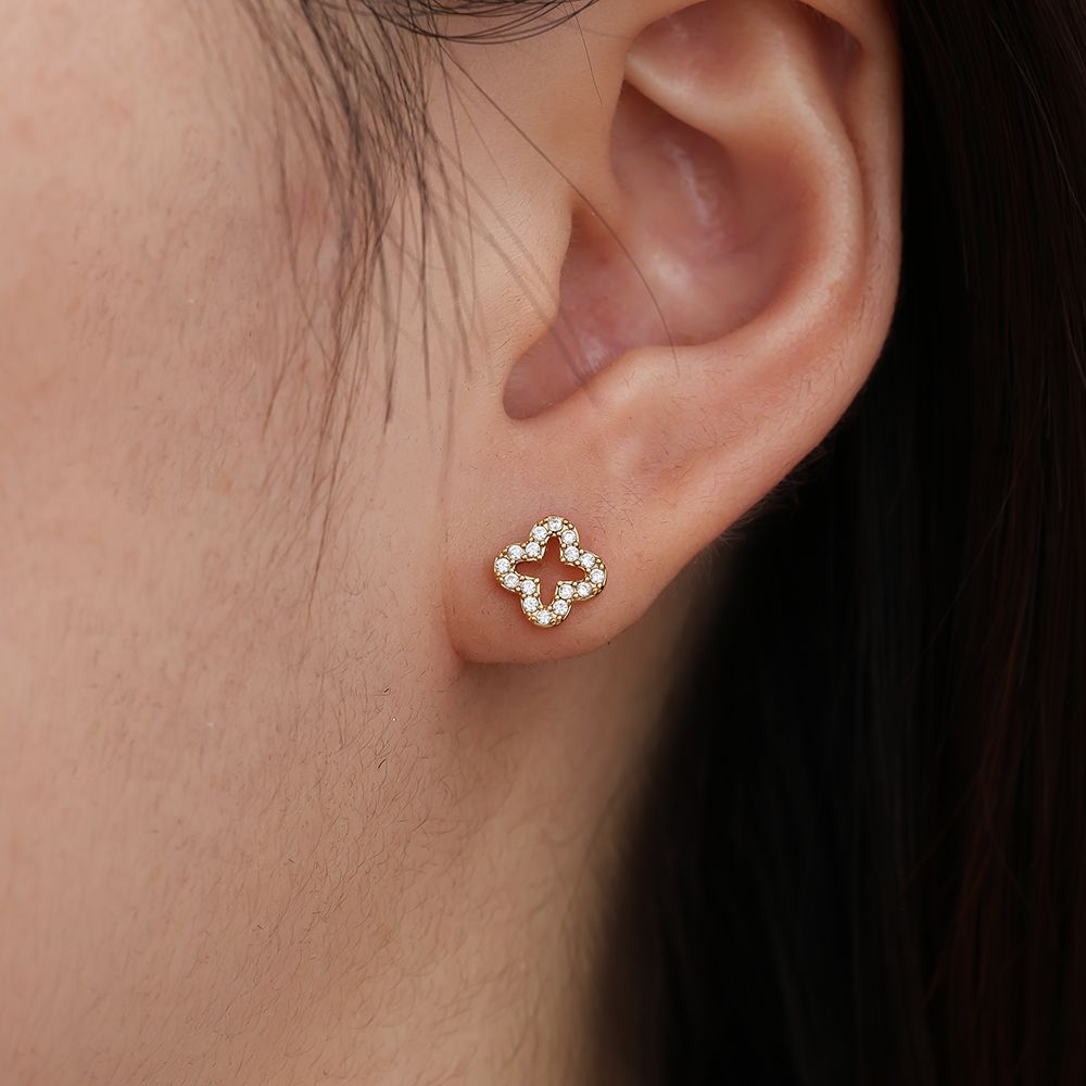 Diamond Hollow Clover Ohrringe