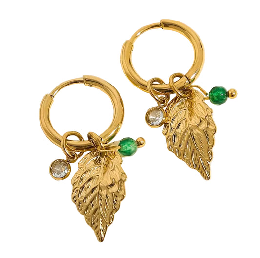 Creolen mit Blattanhänger