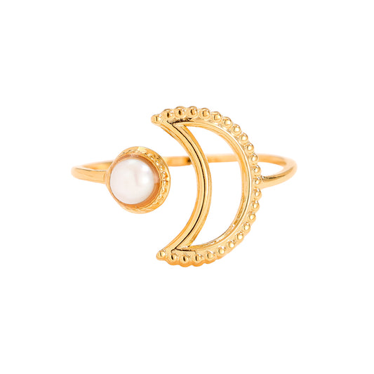 Moon and Pearl Ring