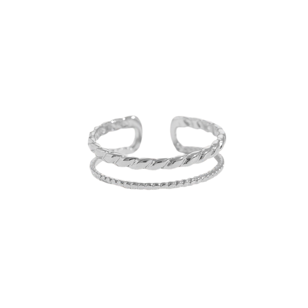 Two thin layer twisted Ring silber