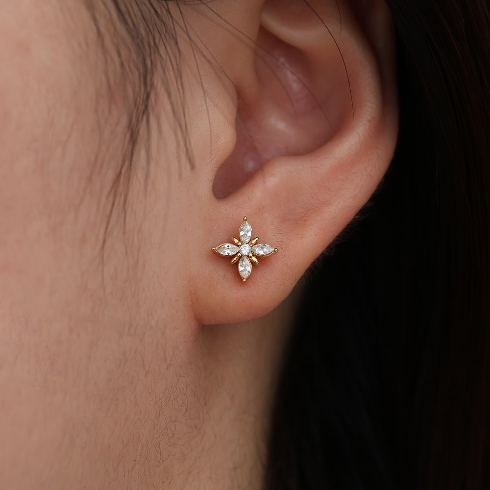 Diamond shape Flower Ohrringe