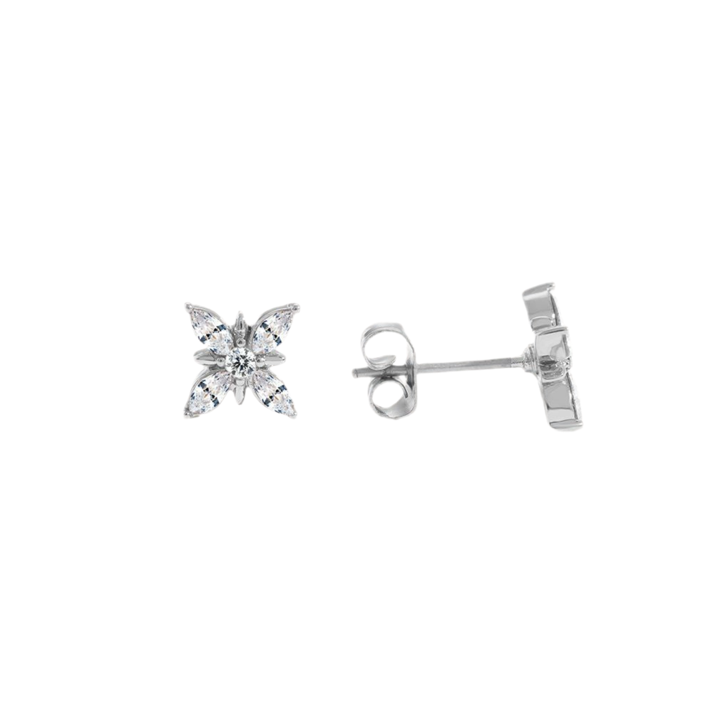 Diamond shape Flower Ohrringe silber